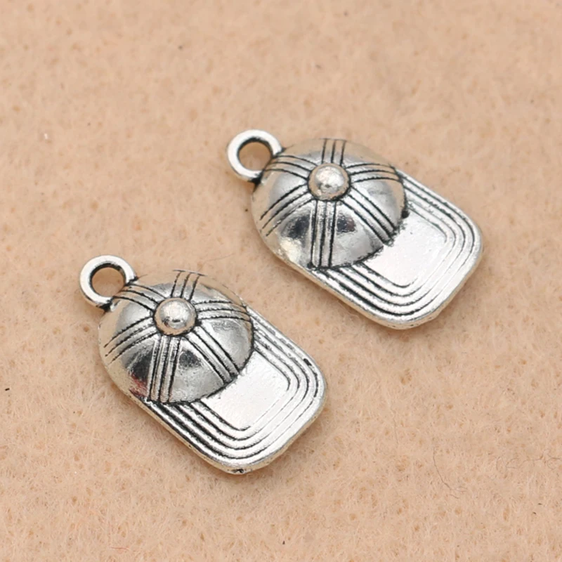 10pcs Tibetan Silver Plated Baseball Hat Charms Pendants for Jewelry Diy Bracelet Findings 19x10mm | Украшения и аксессуары