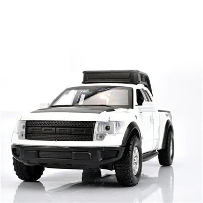 white 1:32 Ford Raptors F150, модель автомобиля из сплава, игрушка с оттягиванием, флеш и музыка, литье под давлением, металлический пикап, модель, классический американский автомобиль для мальчиков - Цвет: white