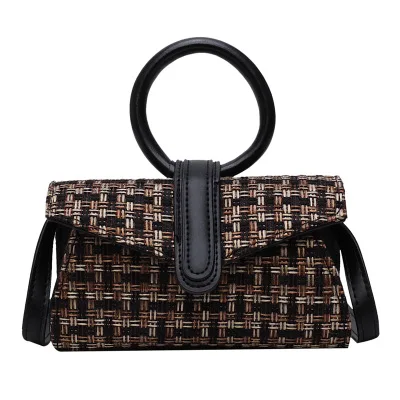 Black Plaid Fluorescent Color Envelope Bag For Ladies Retro High Quality Pu Leather Handbags Female Wome Elegant Korean Style Crossbody Bags - Цвет: Black Plaid
