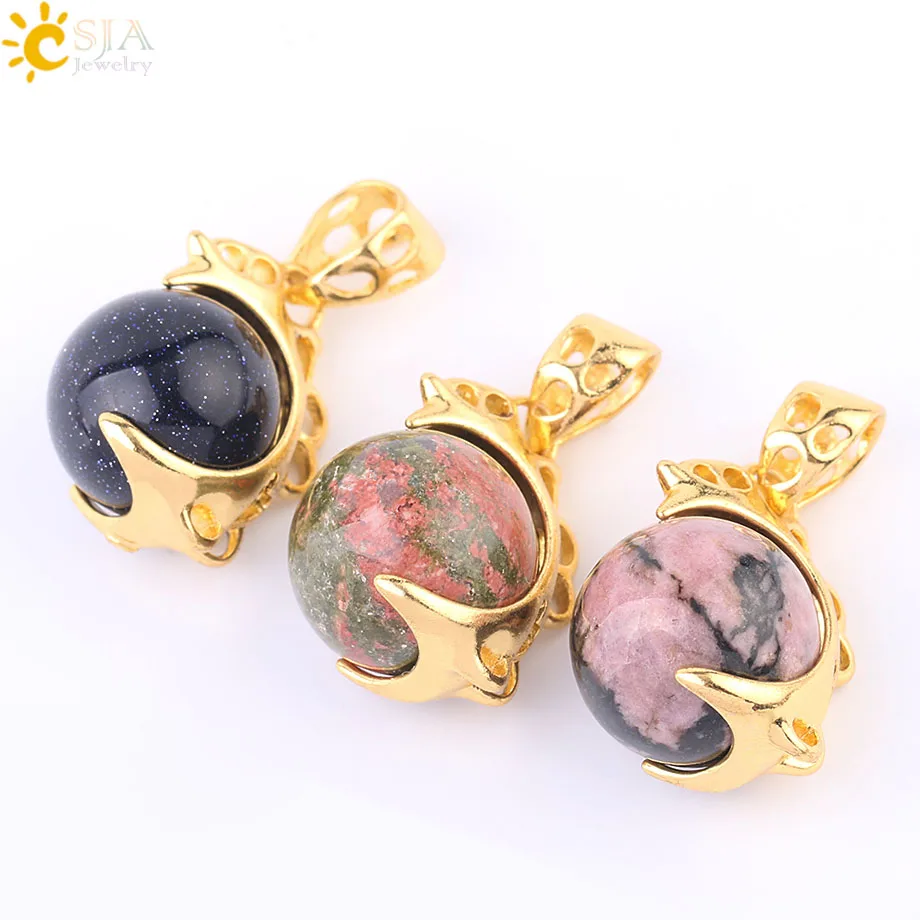 Женские Подвески из натурального кварца CSJA розовый фиолетовый кристалл Круглый