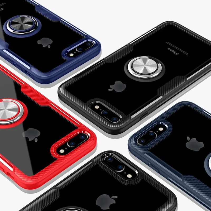 Чехол для iPhone 8 Plus Роскошный прозрачный чехол полное кольцо Магнитный 7 i7