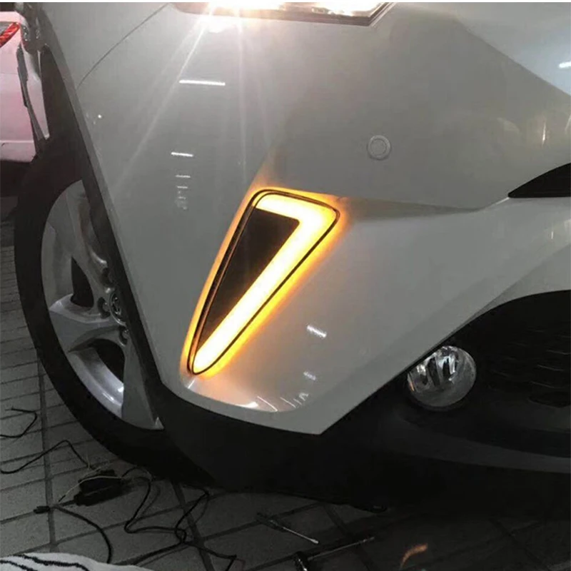 Hlxg автомобильный мигающий 2 шт. для Toyota CHR 2017 2018 Светодиодный дневной ходовой