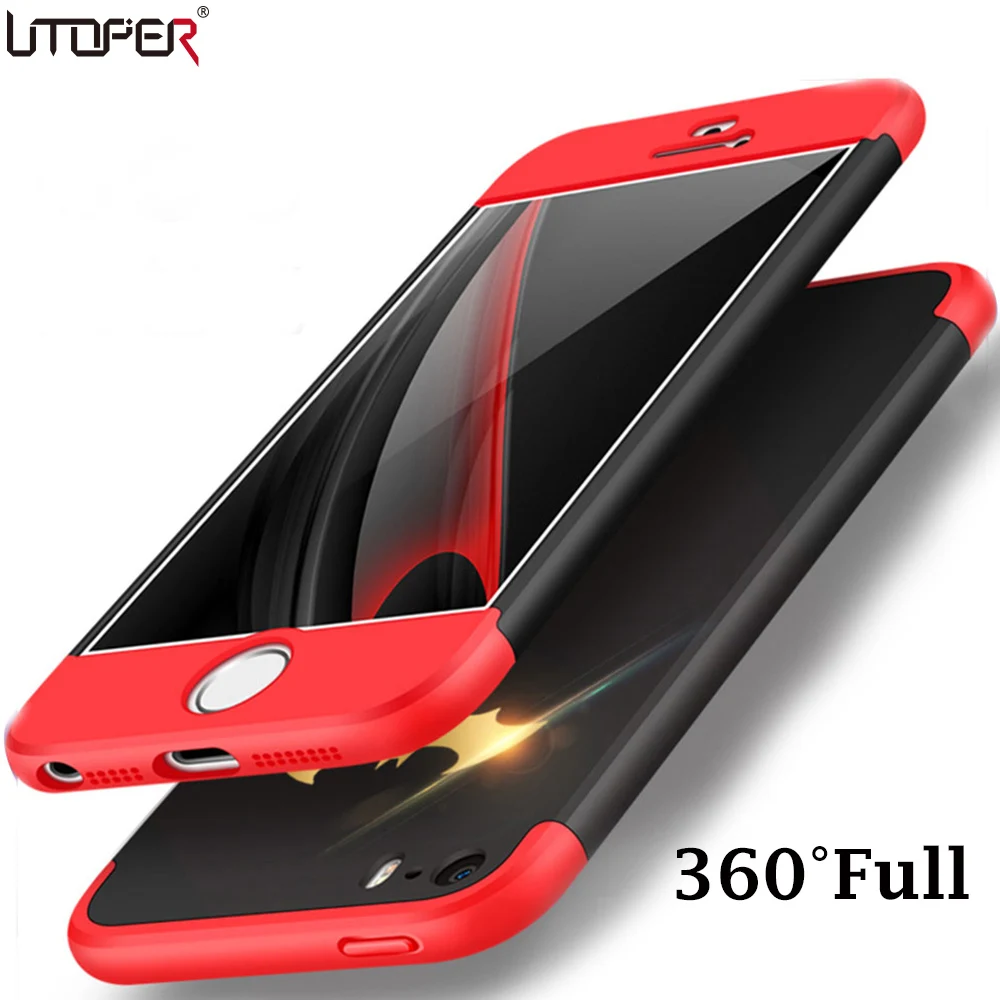 UTOPER Original 360 Full Protector Case For iPhone SE Fashion Ultra Thin Hard Hybrid Plastic Cover 5 5s 5G Shell | Мобильные