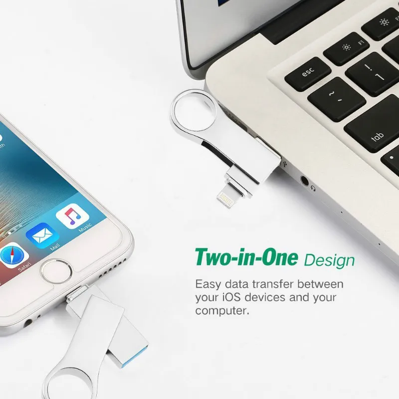 USB флеш накопители 32G 64G для iPhone8/X/7/6/5 iPad iPod iOS11 внешняя карта памяти расширение на