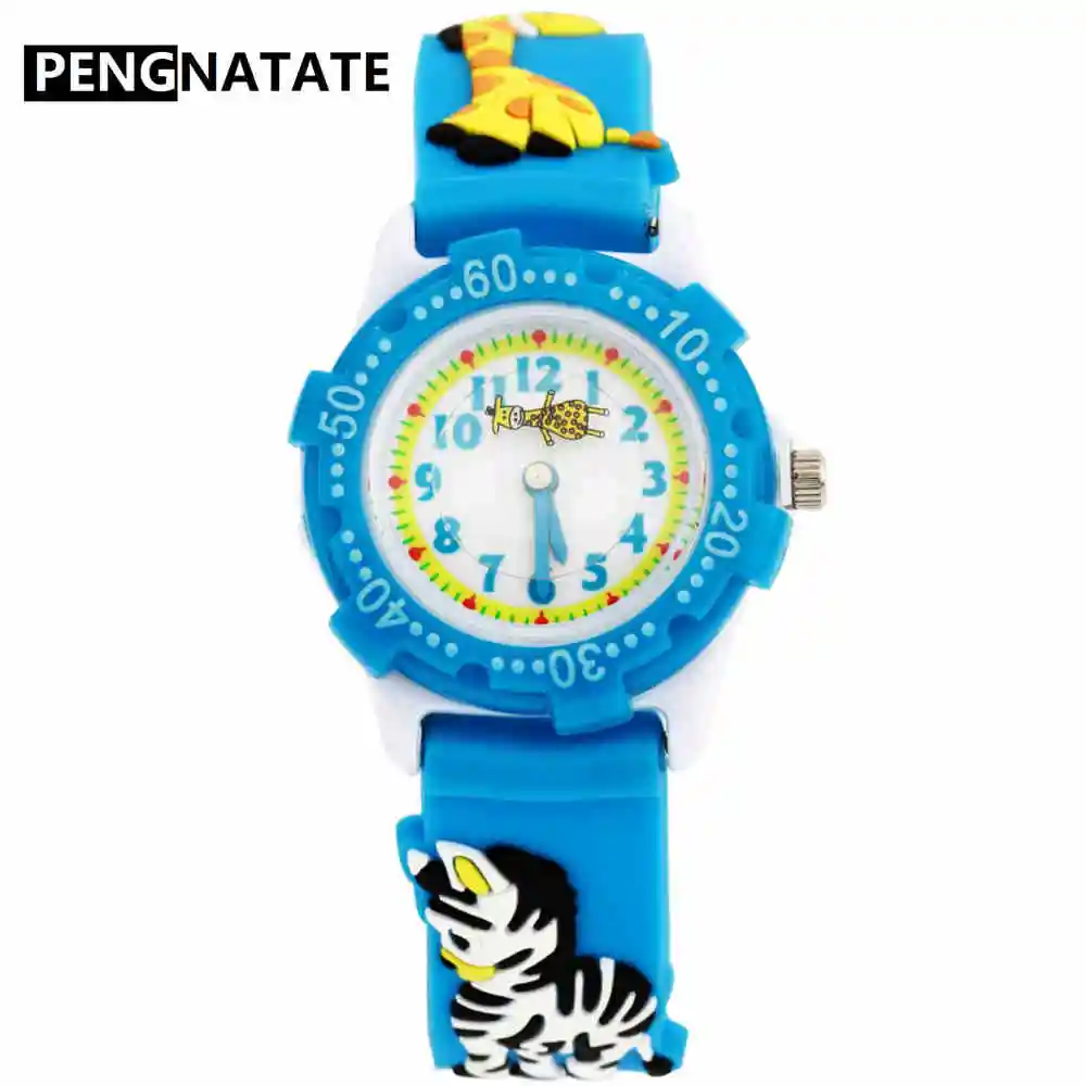 

PENGNATATE Kids Watches Boys Fashion Children Quartz Watch Lovely Gift for Students Girl Waterproof Strap 3D Silicone Wristwatch