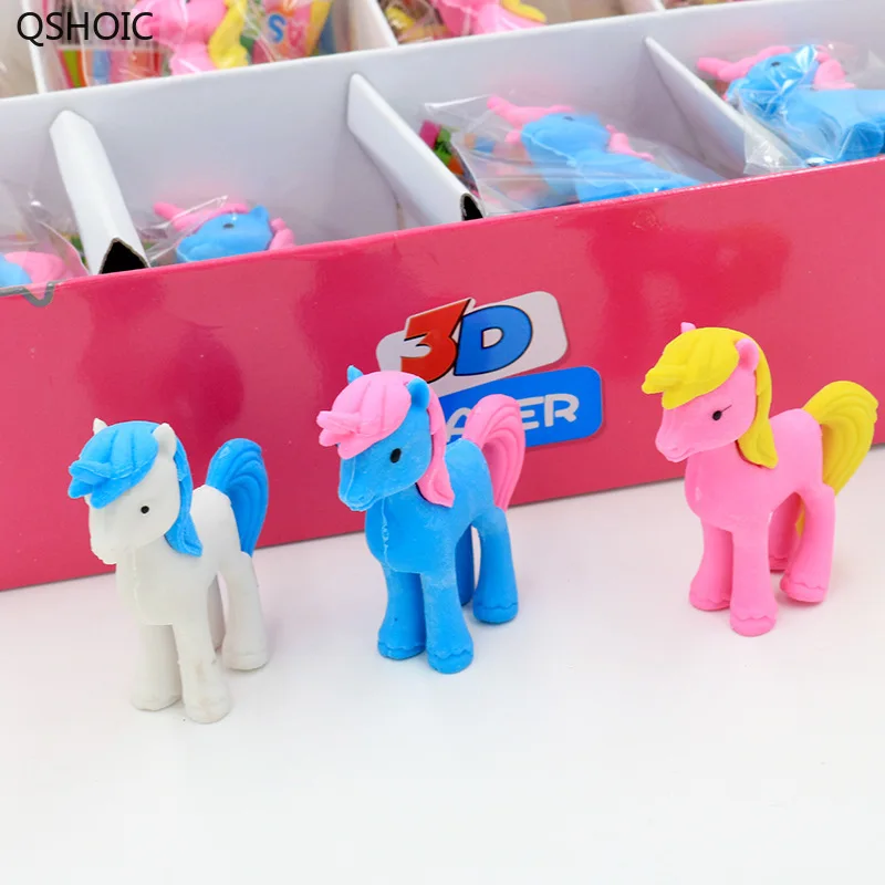 

36pc/lot Creative Cartoon Horse Unicorn Rubber Eraser/cute Eraser/ Stationery For Children Students/gift Toy Eraser