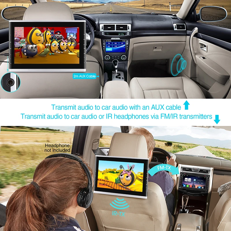 Новый 2 шт./лот 10 1 дюймов Автомобильный Подголовник DVD плеер TFT HD экран HDMI 1024*600