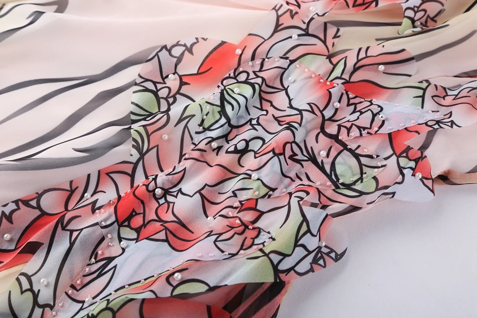 Europe 2016 Summer New Women's Dresses Printed Round Neck Sleeveless Beaded Long Section Dress ML16930 | Женская одежда