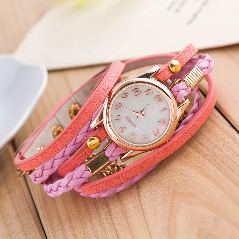 

relojes mujer 2019 New Fashion Winding Bracelet Watch Women Casual Dress Watches Vintage Leather Ladies Quartz Wrist watch Clock