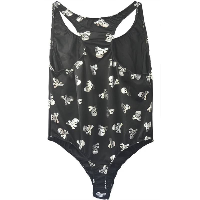 Майка, трусики мужские Трусы-стринги бикини сексуальное мужское Корректирующее белье блестящее Золотое серебряное с принтом черепа дизайнерское Мужское боди