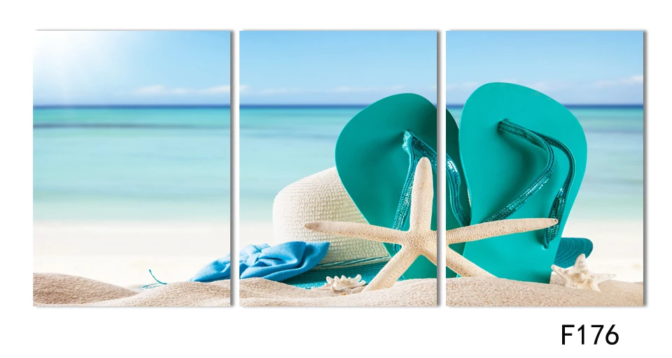 Большая Пляжная накидка 3 панели Современная Настенная живопись украшения для