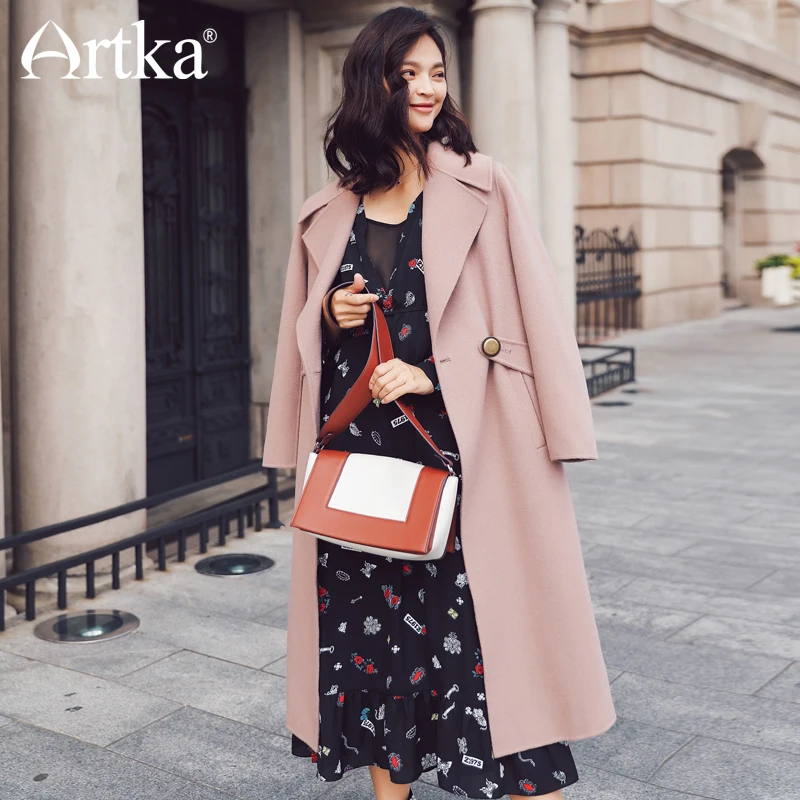 Новинка 2018 городская серия длинное двухстороннее пальто до колена из 100% шерсти