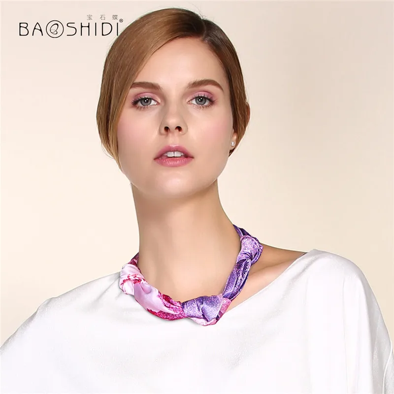 Платок BAOSHIDI квадратный платок из чистого шелка в момме бандана роскошный