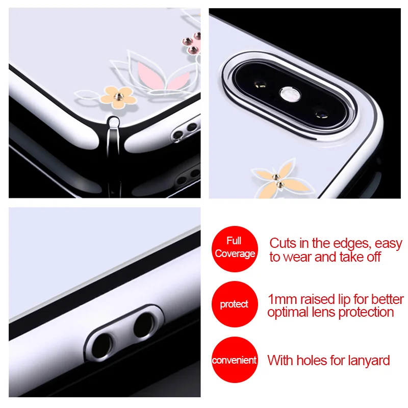 KINGXBAR для iPhone Xs Max цветок чехол тонкий прозрачный Макс крышка Роскошный Кристалл
