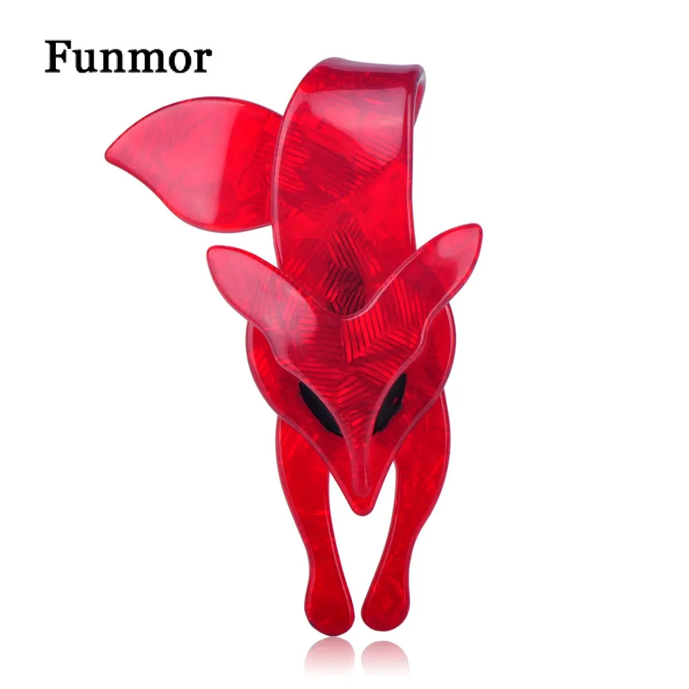 

Funmor Red Acrylic Fox Women Brooches Backpack Shirt Decoration Handmade Acetate Fiber Animal Pin Environmental Brooch Corsage