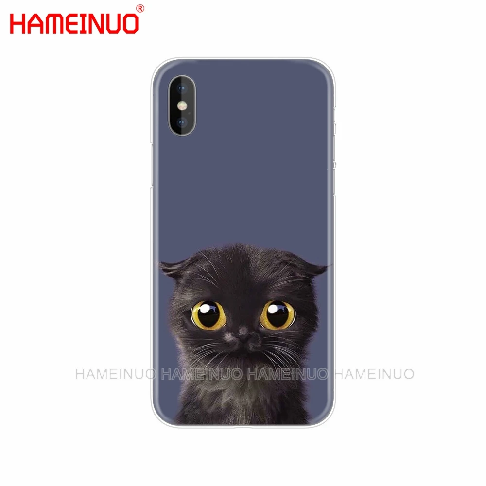 HAMEINUO Черный кот глазящий глаз на сотовый телефон чехол для iphone X 8 7 6 4 4S 5 5S SE 5c 6s plus - Цвет: 43034