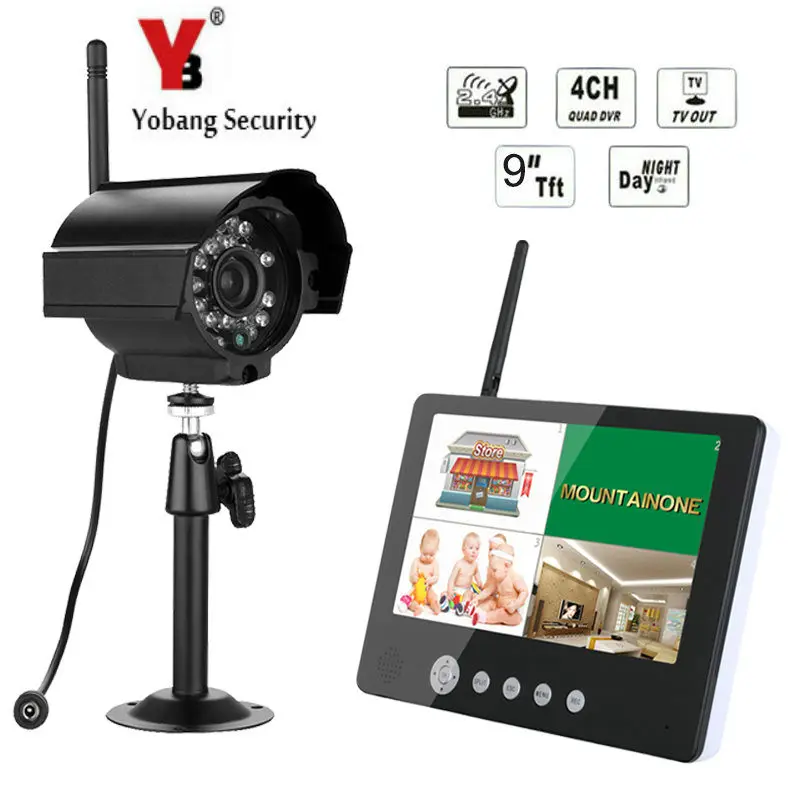 Yobang Беспроводная система видеонаблюдения 4 канала домашняя Wifi NVR комплект с 9
