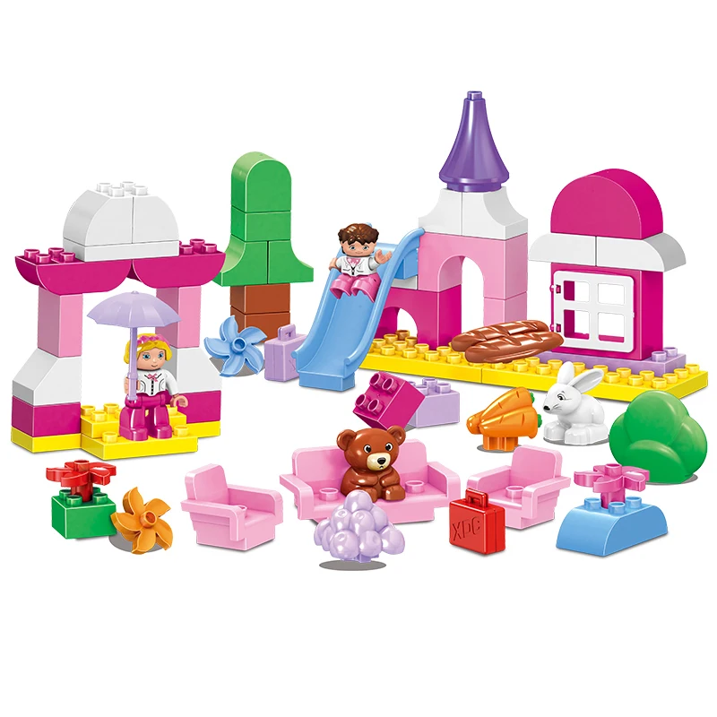 

59 шт. оригинальная розовая девочка замок парк Развлечений Слайд диван принцесса Блок Детские игрушки совместимый подарок