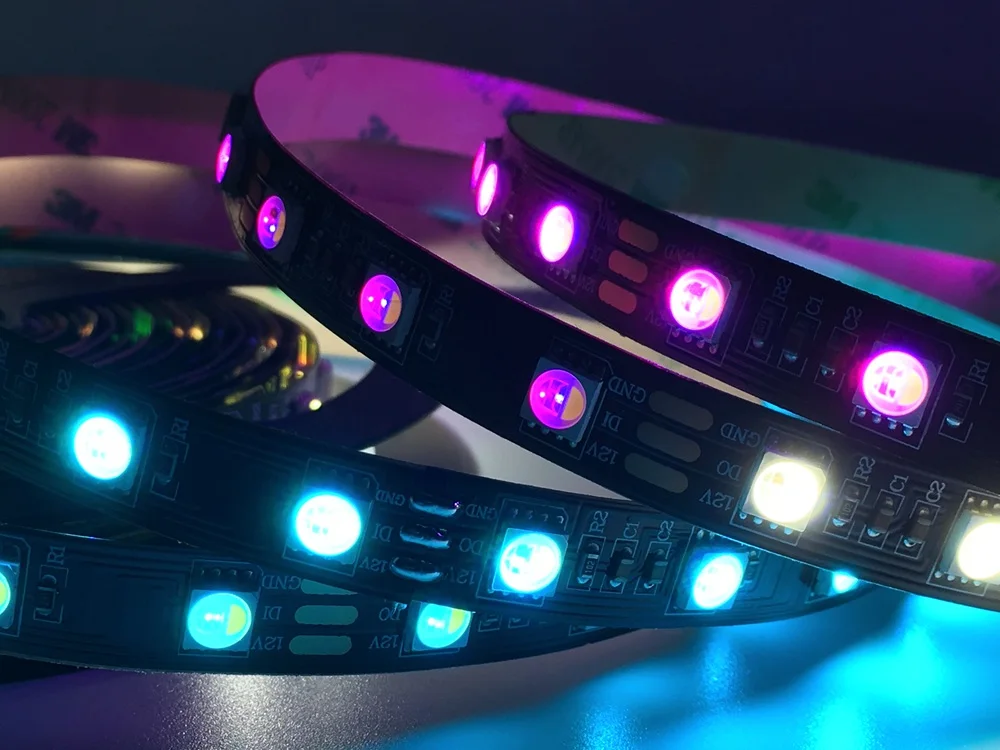 5 м DC12V SK6812(аналогичный WS2812b) 5050SMD RGBWW 4 в 1 60 светодиодов/Pisxels/m индивидуальный адресуемый светодиодные полосы IP30/IP65/IP67