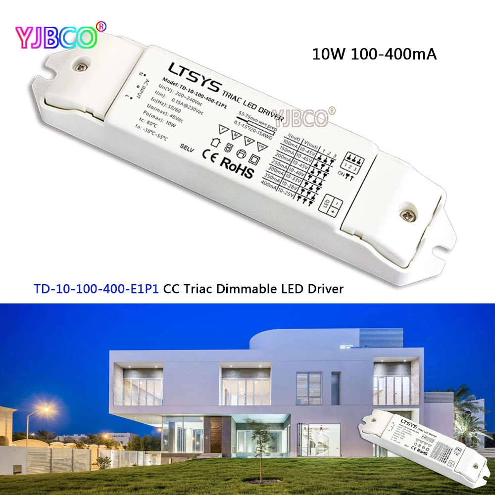 LTECH TD 10 100 400 E1P1 Вт 400ма 200 240В переменного тока ШИМ постоянного ТРИАК с регулируемой