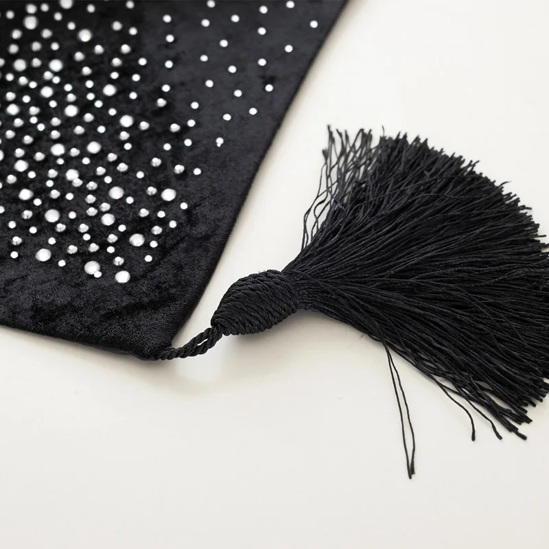 Luxury Black Velvet Rhinestone Table Runner for Dining Table, Desk, or Bed - European Design - Home Décor Wholesale FG524 image 4