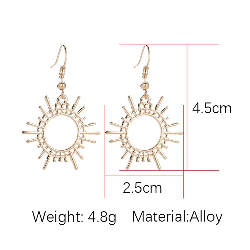 New Design Gold Color Personality Dangle Earrings For Women Hollow Sun Moon Asymmetrical Boho Indian Jewelry Pendientes | Украшения и