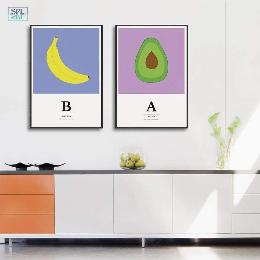 

SPLSPL Nordic Style Kids Decoration Cute Watercolor Fruit Canvas Art Posters and Prints Wall Picture For Living Room No Framed