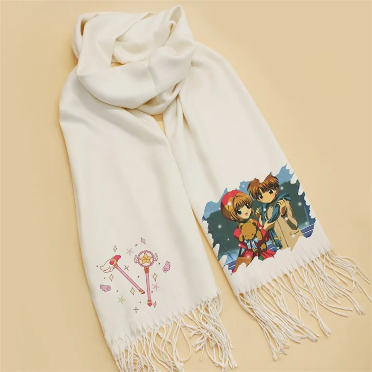 Шарф для косплея Sakura KINOMOTO SAKURA мягкий белый теплый зимний шарф шаль модные новые