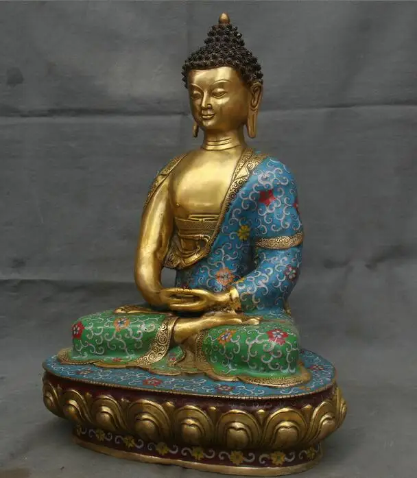 Китайский из перегородчатой эмали Бронзовый свинка храм Шакьямуни Амитабха