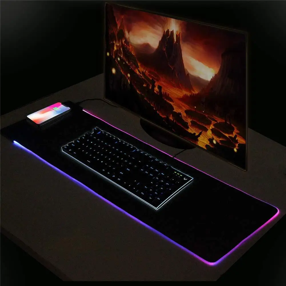 BEESCLOVER 800 мм x 270 мм беспроводной зарядный коврик для мыши большой RGB геймерский коврик для мыши