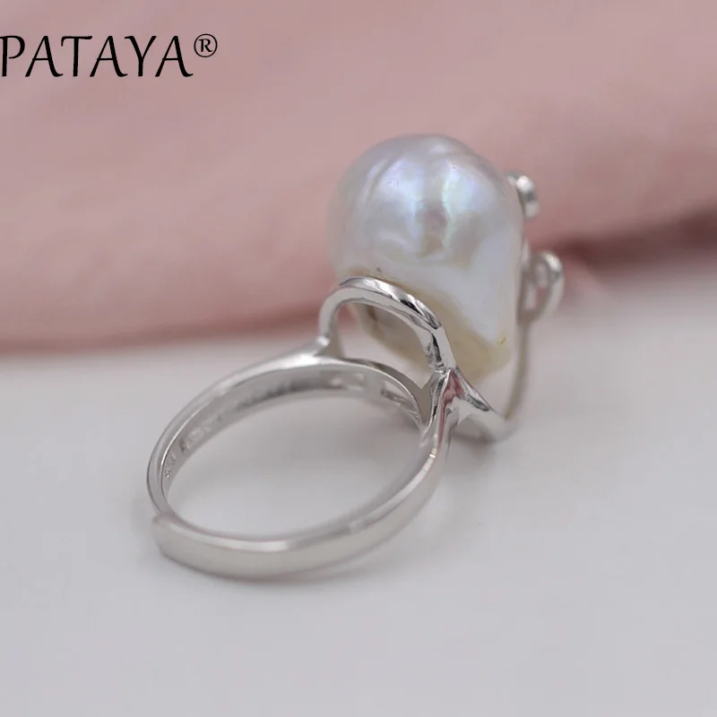 Открытые Кольца PATAYA с большими искусственными жемчужинами оригинальное белое