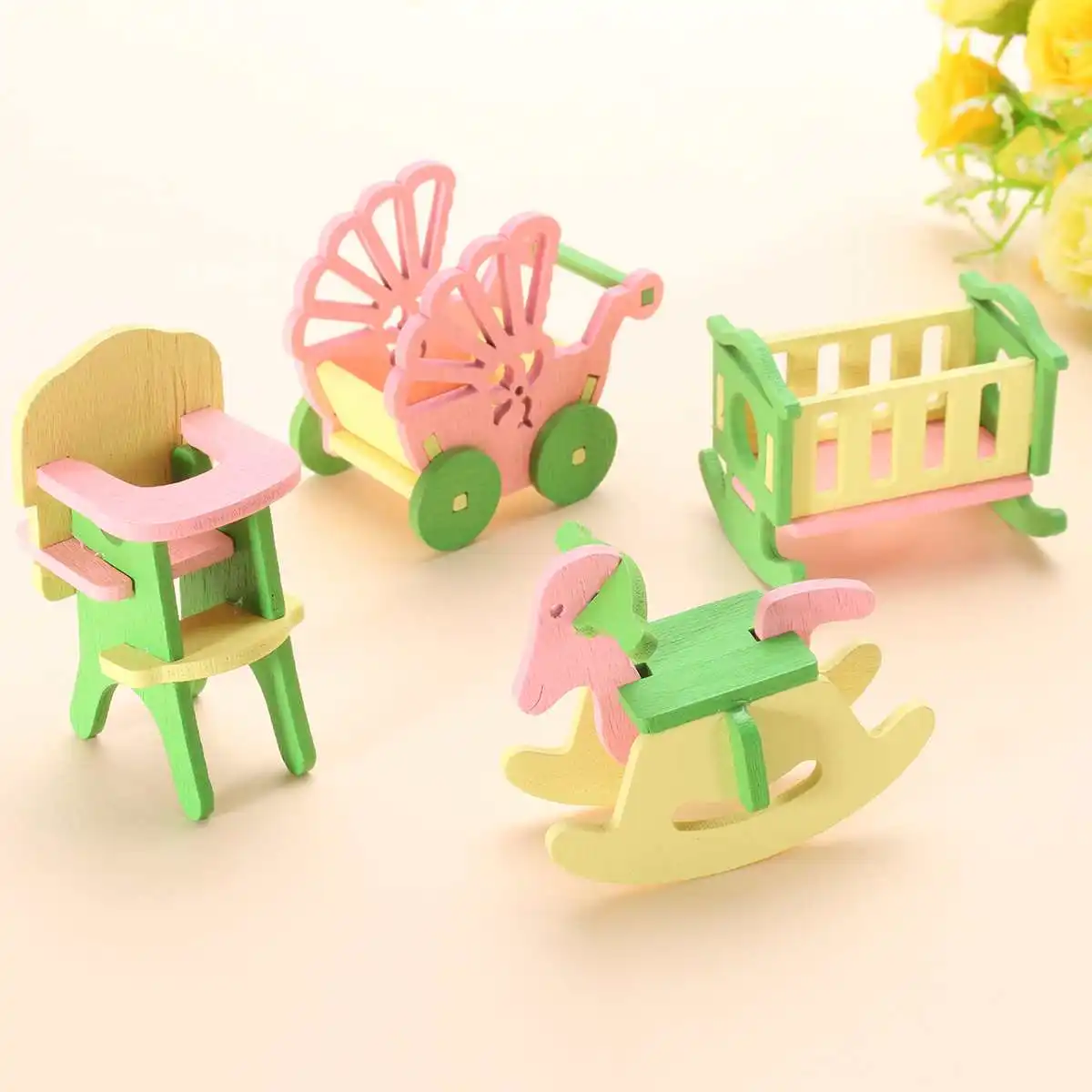 Mother Kids Room 2 Кукольный домик, миниатюрный домик для детей, ролевые игры, игрушки, строительные блоки, Edutation, игрушки, наборы, детские деревянные куклы, мебель - Цвет: Mother Kids Room 2