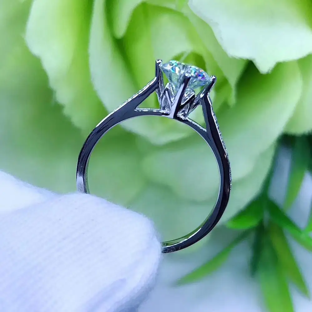 Круглое серебряное моиссанитовое кольцо 1ct D VVS роскошное Weding для женщин |