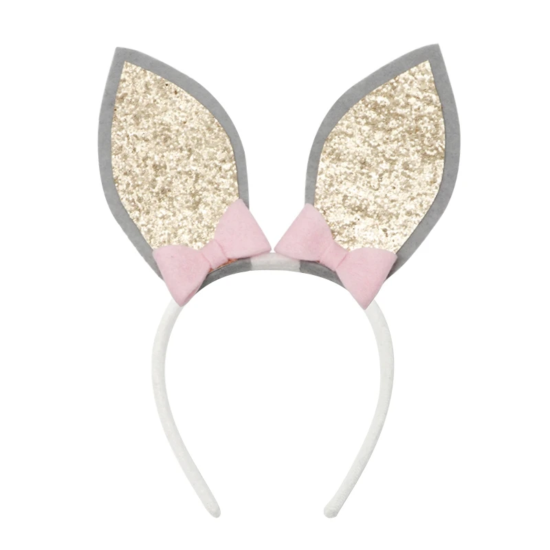 Fashion Bunny Ears Hairband For Baby Girls Easter Headband Glitter Rabbit Head Band Bow Hair Accessories | Детская одежда и обувь
