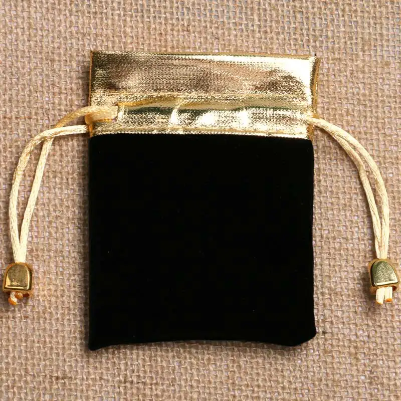 Черная сумка для часов с золотым веревкой бархатная черная сумочка Подарочная