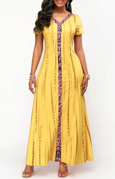 Новое поступление летнее элегантное модное Стильное женское длинное платье с v-образным вырезом обычного размера плюс S-5XL