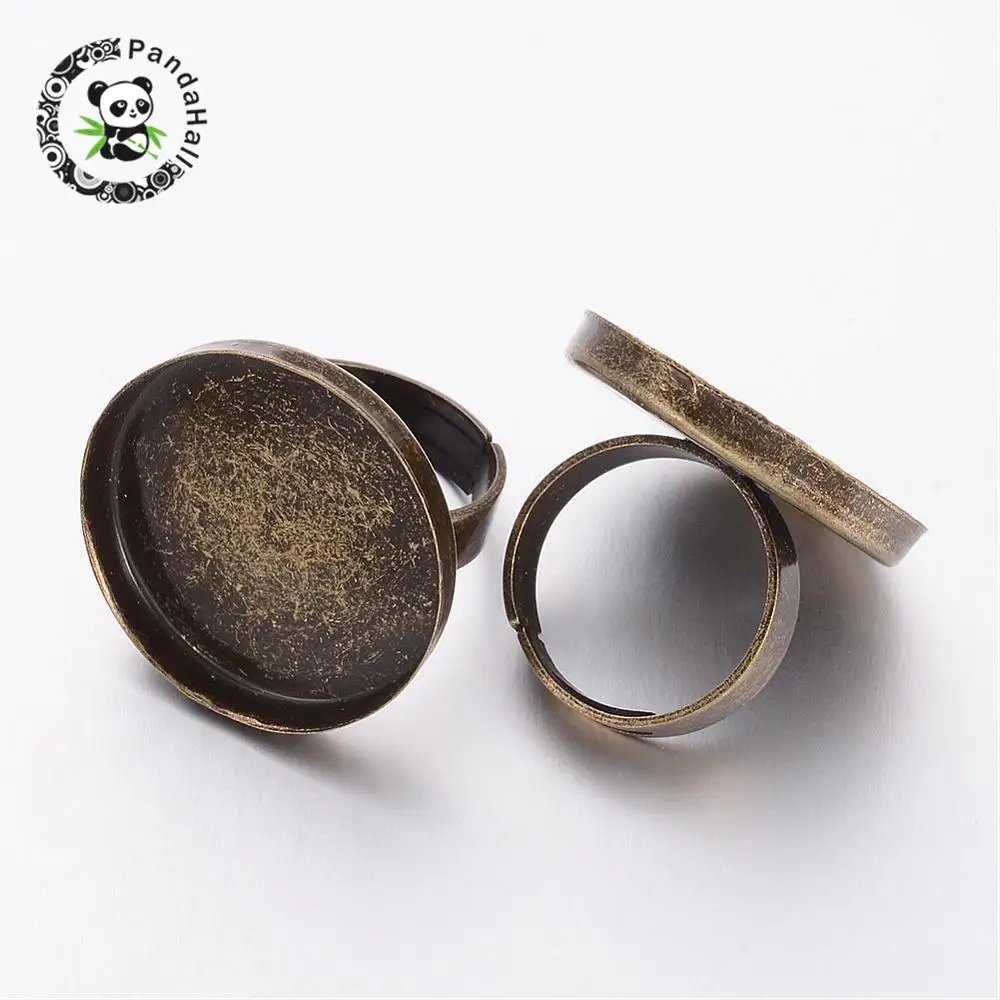 

Brass Ring Shanks, Pad Ring Base Findings, For Jewelry Making, Adjustable, Antique Bronze, 17mm; Tray: 25mm