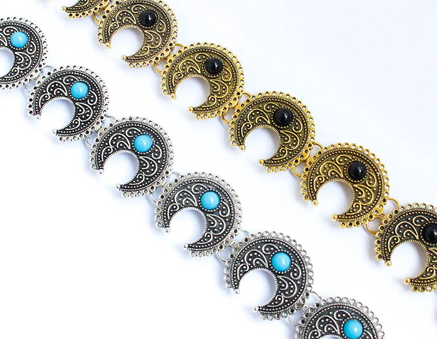 Цыганская индийская экзотическая бижутерия черный синий камень воротник цветок