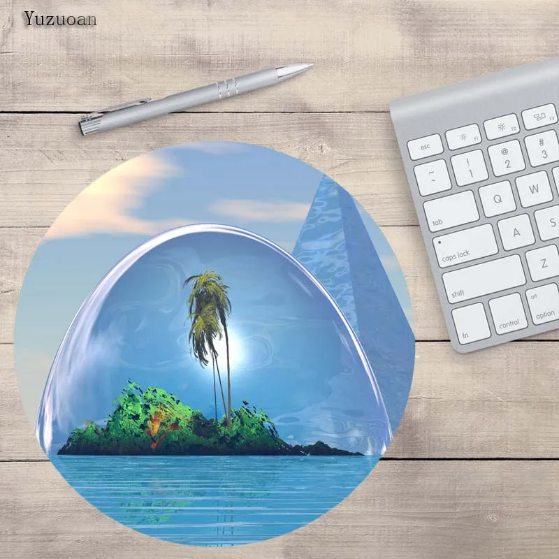 Yuzuoan красивый морской пейзаж 200x200 мм коврик notbook компьютерный круглый для мыши