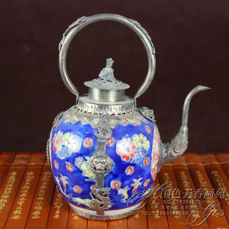 Антикварный антиквариат Китайский медный чайник | Дом и сад