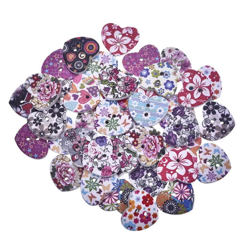 100 шт. аксессуары для шитья декоративные деревянные кнопки микс разноцветных