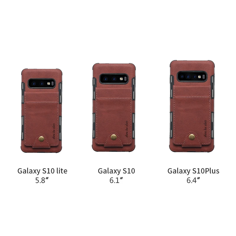 Роскошный чехол-бумажник для Samsung Galaxy S10 Plus из парусины с откидной крышкой и двумя