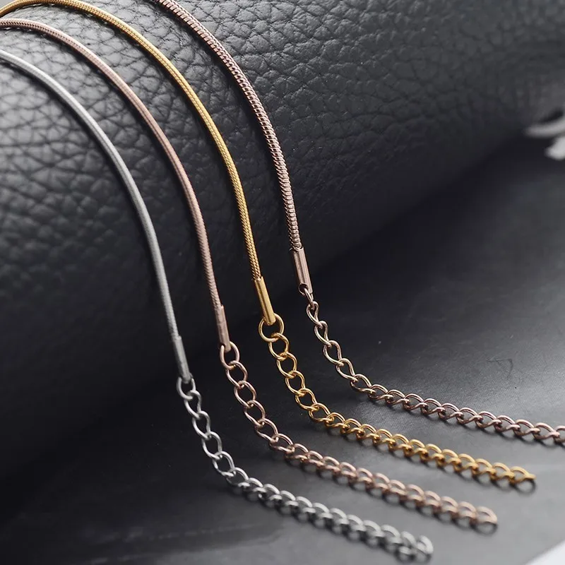 RIR 1 PCS Snake Necklace Stainless Steel Gold Silver Rose Fashion Simple 1.2mm and 1.5mm Chain 18 - 28 Inch Choose | Украшения и