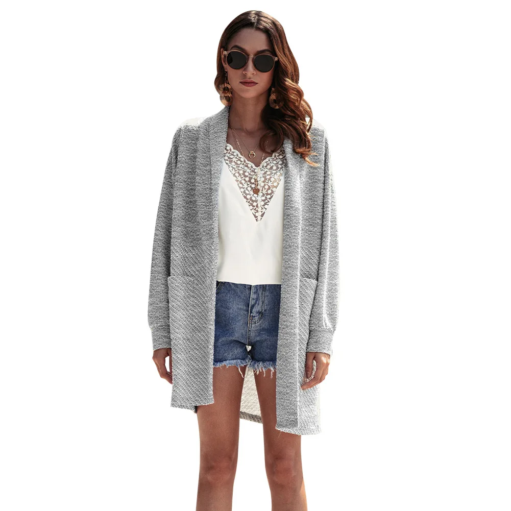 2019 Весна для женщин свитер уличная длинный отрезок Открыть стежка облегающий