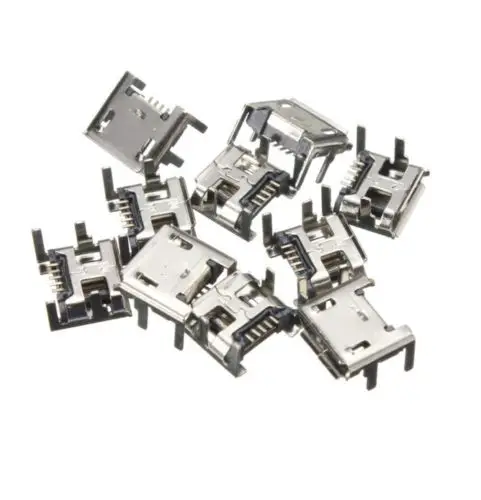 50 шт. Новый Micro USB Тип B гнездо 4 вертикальные ножки фиксированные Паяные