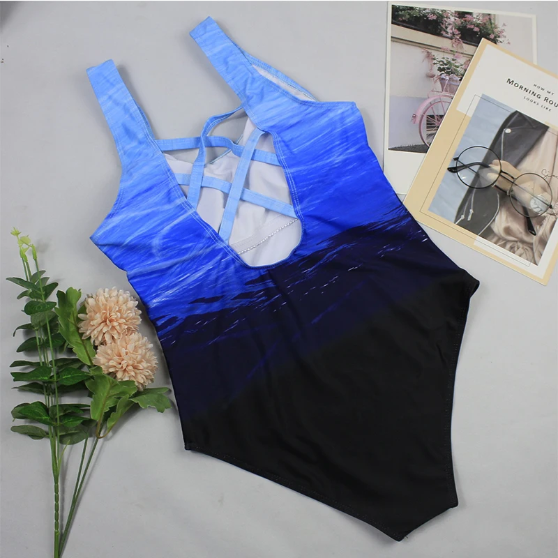 Swimsuit 2019 Sexy One Piece Fused Women Vintage Swimwear High Neck Bandage Criss Cross Back WA | Спорт и развлечения