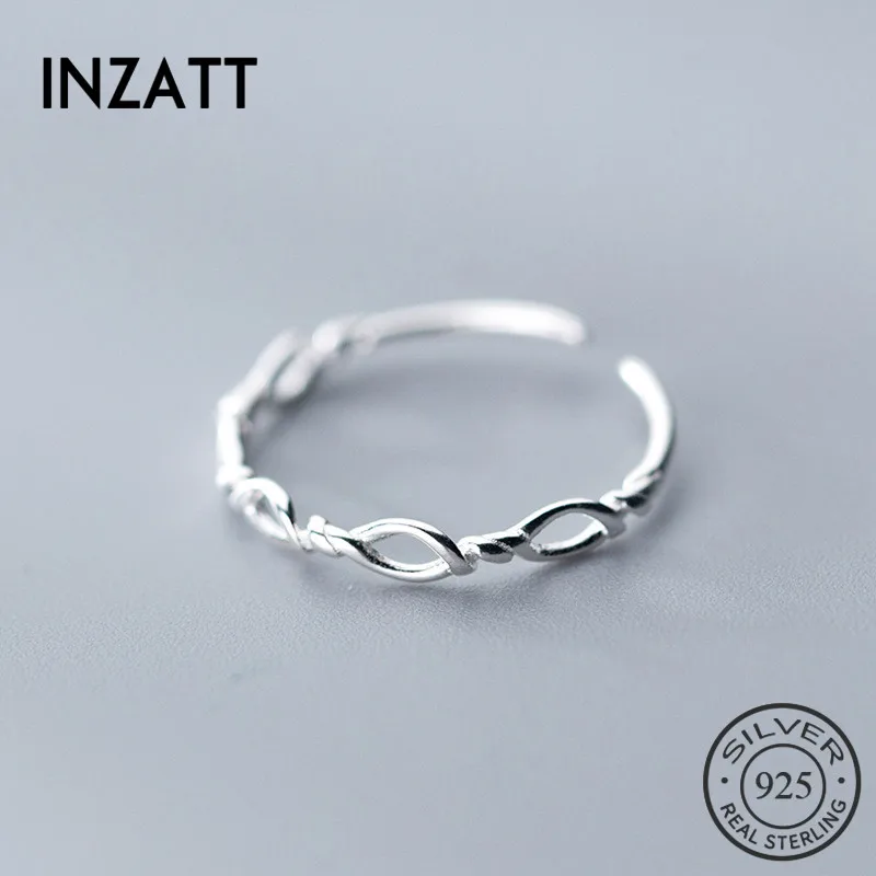 Женское открытое геометрическое кольцо INZATT из настоящего стерлингового серебра
