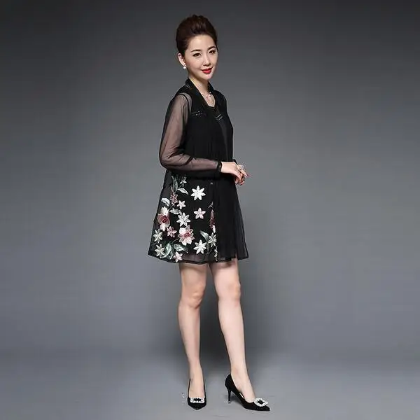 Рождественские предложения женское платье с вышитыми цветами среднего возраста