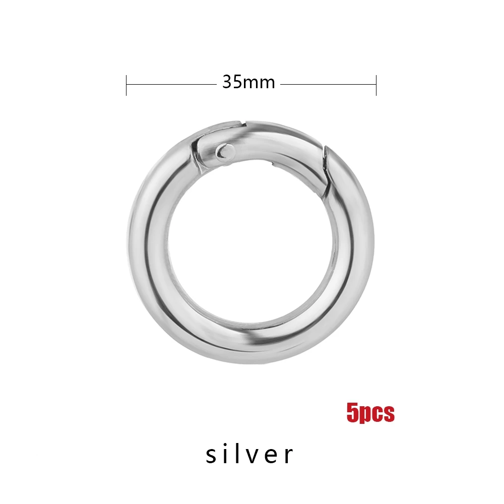 Silver 35mm 5 шт. Сплав покрытием ворота Весна o-кольцо пряжки-зажимы карабин кошельки сумки круглый пусковой крючок Карабин - Цвет: Silver 35mm