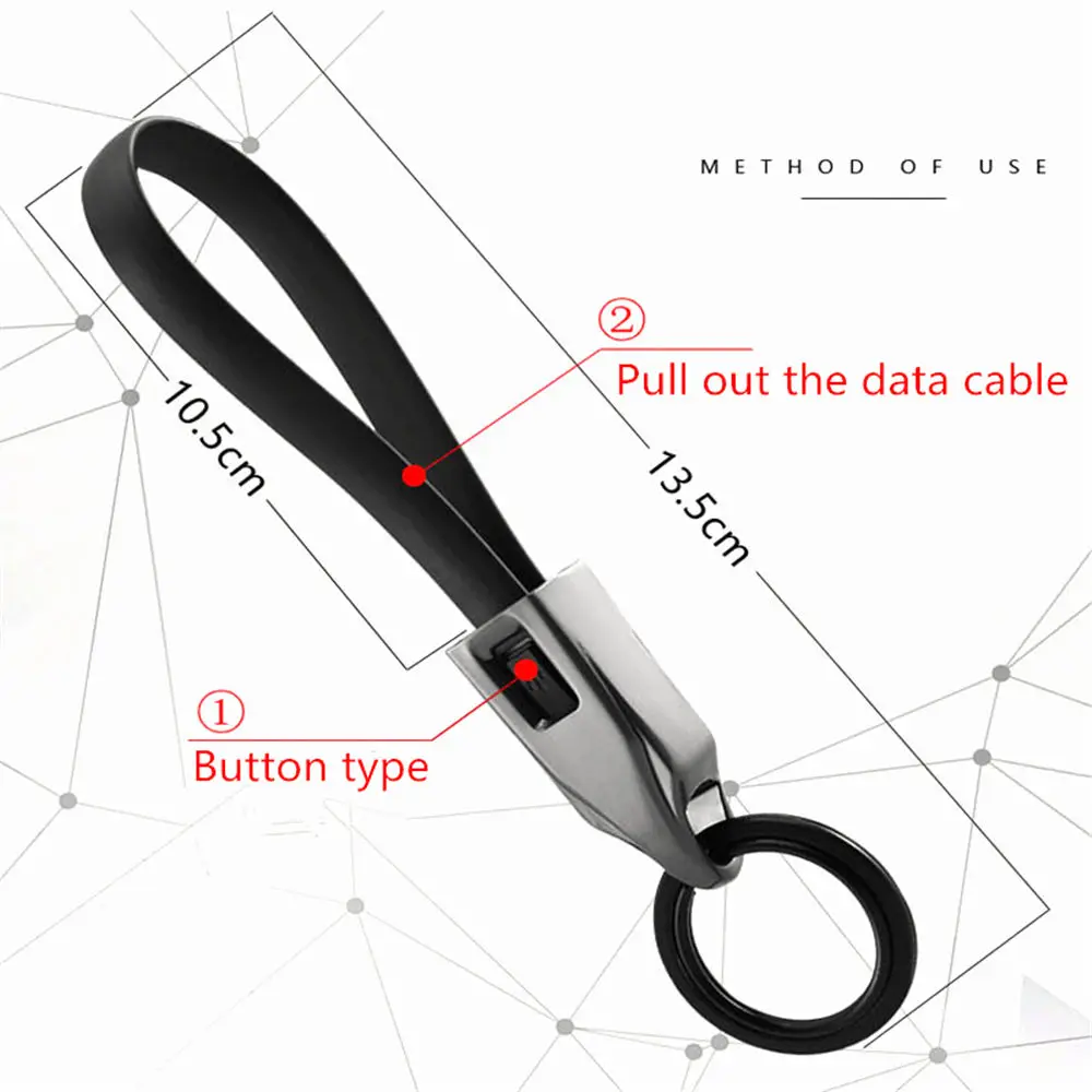 Кабель для передачи данных Micro usb iphone и android портативный кабель брелока кольцо